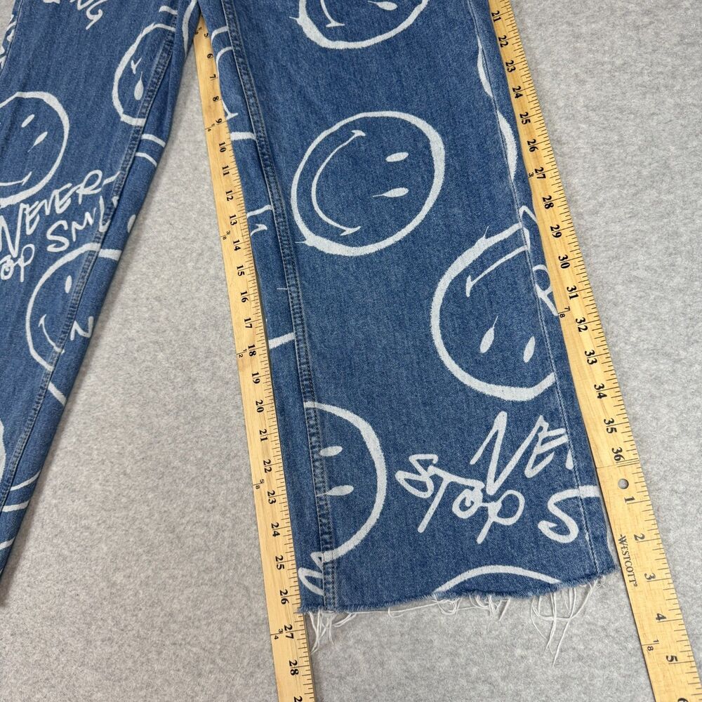 H&M x Smiley Womens Y2K Baggy Style Smiley Face Print Denim Jeans - Size 0 - Picture 6 of 7
